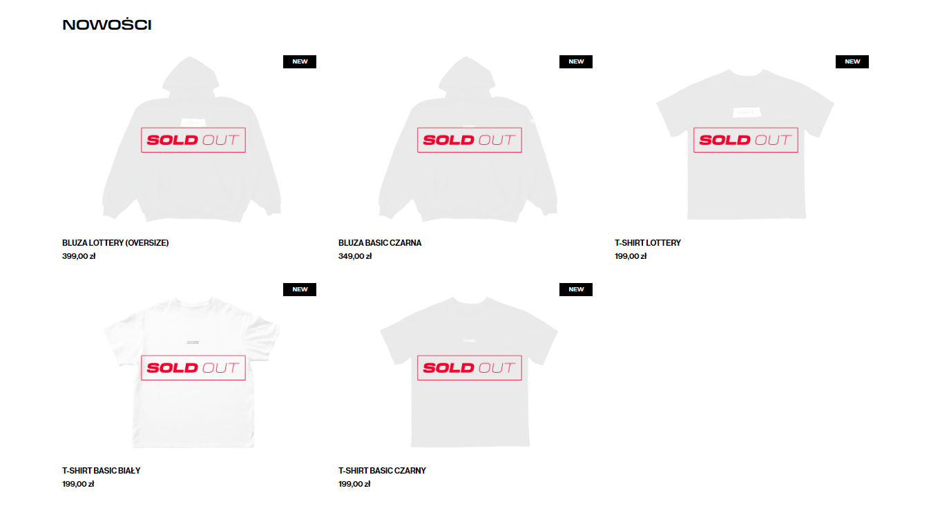 Screen ze sklepu internetowego Doze